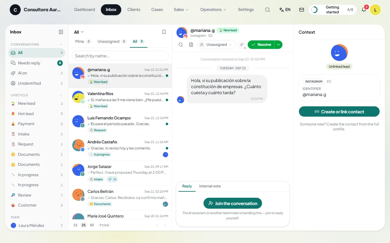 Inbox with conversations from every channel