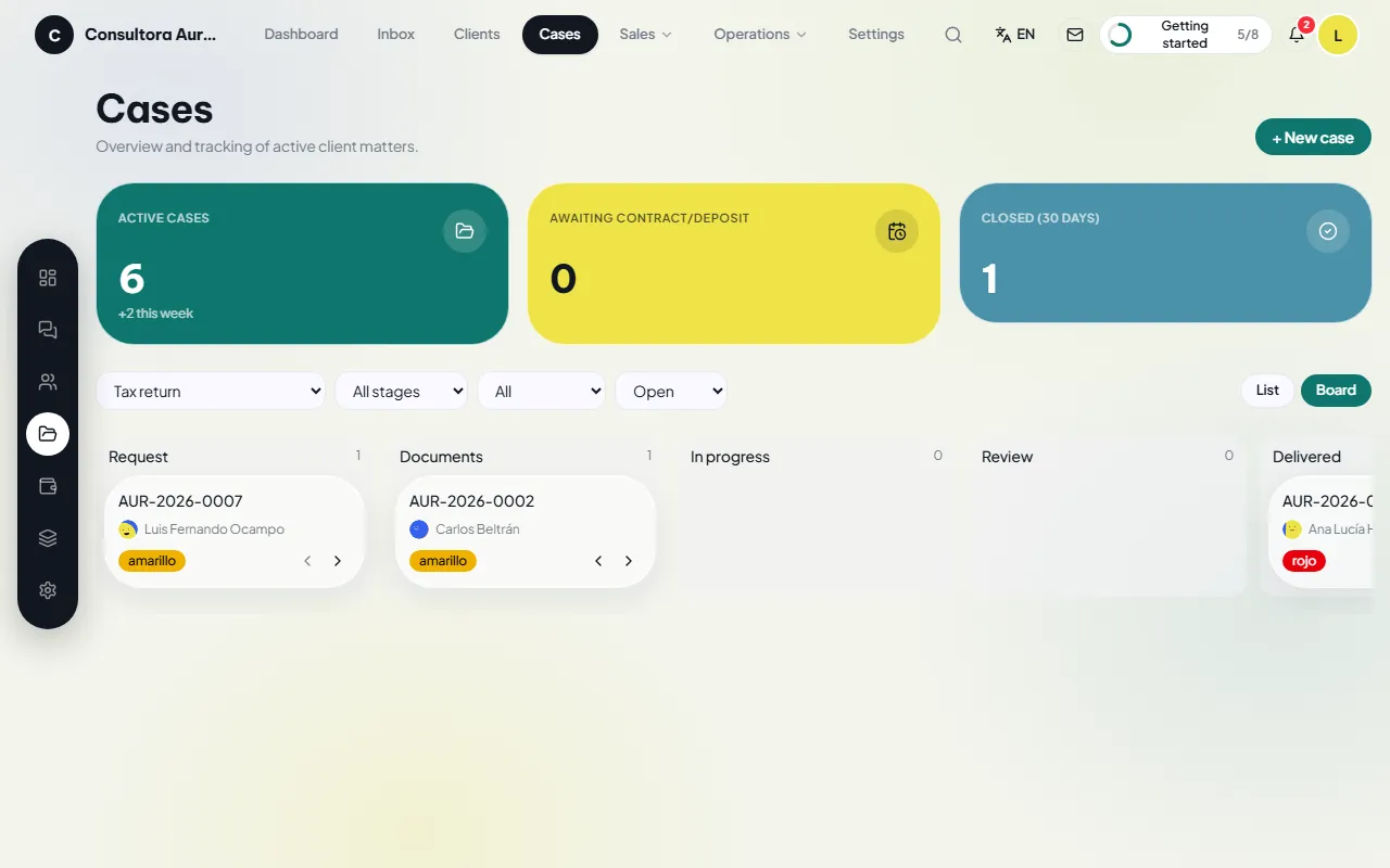 Case board by stage